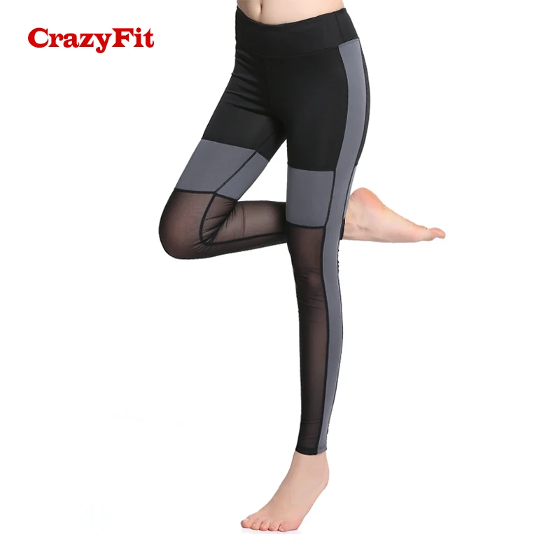 CrazyFit сетчатые Лоскутные компрессионные штаны колготки для бега женские леггинсы