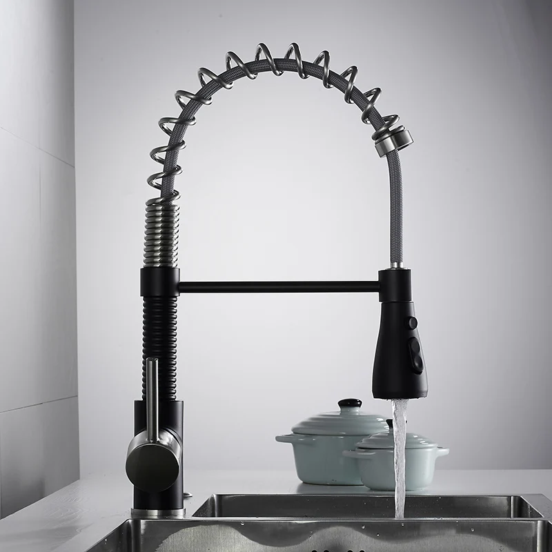 Хромированные выдвижные смесители для кухни одна ручка матовая латунная