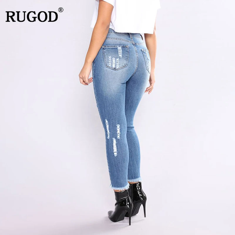 RUGOD 2018 Новое поступление Повседневное Для женщин отверстие джинсы сезон: