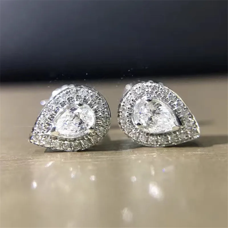 Серьги гвоздики с натуральным бриллиантом LASAMERO 0.27CTW 18 К белое золото бриллианты