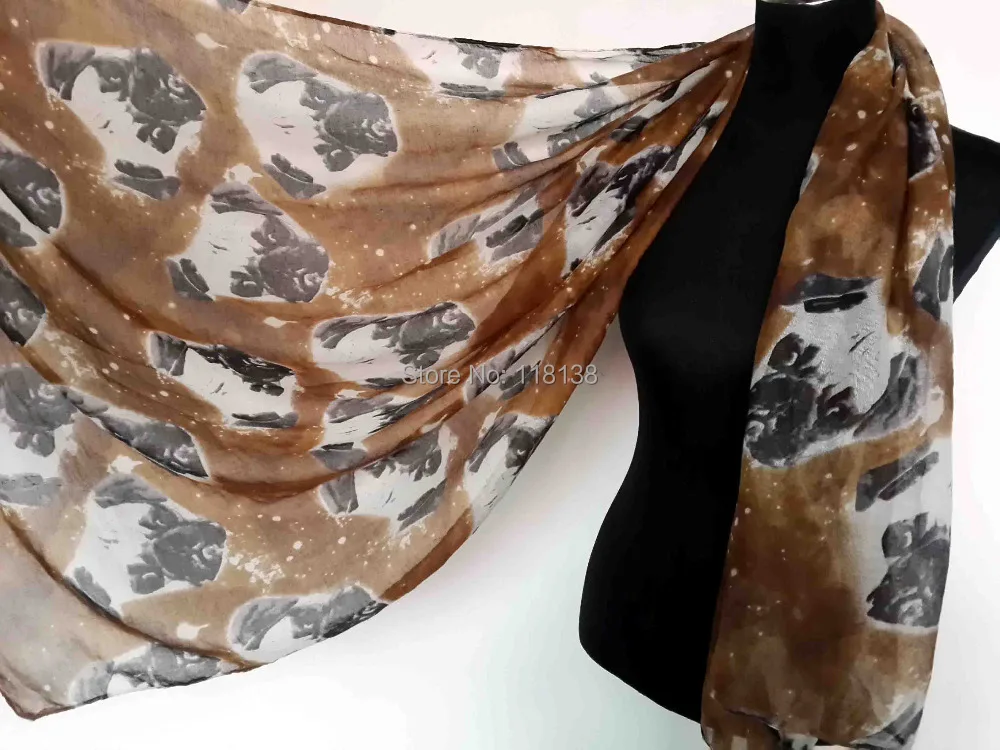 Модный шарф с принтом собаки Шарпея шаль шарфы оверсайз бесплатная доставка|scarf