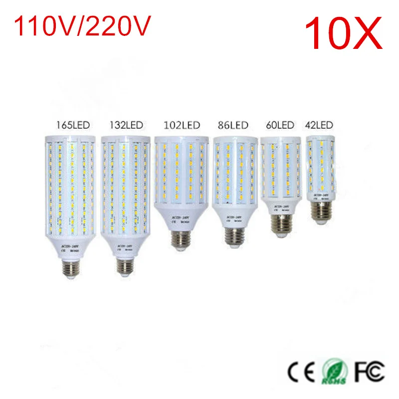 

10 шт. Светодиодная лампа B22 E27 E40 42/60/86/102/132/165 светодиодные чипы AC110V/220V светодиодный ные свечи кукурузные лампы подвесное освещение внутренний...