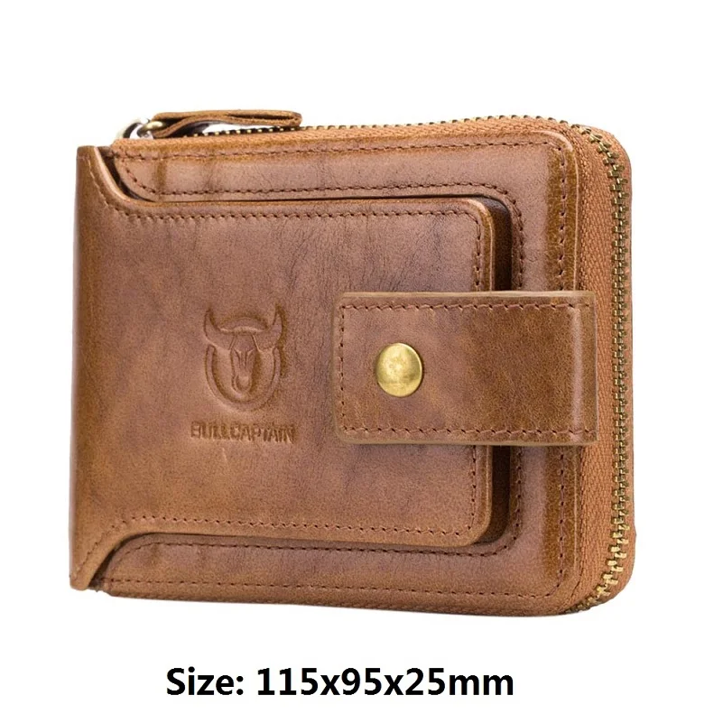 Type A Light Brown BULLCAPTAIN, натуральная кожа, RFID кошелек, сумка для мужчин, модный органайзер, портмоне, карманы, тонкий, на молнии, зажим, кошелек, держатель для карт - Цвет: Type A Light Brown