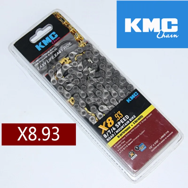Цепь для горного велосипеда kmc цепь 116L шоссейного золотистая/серебристая