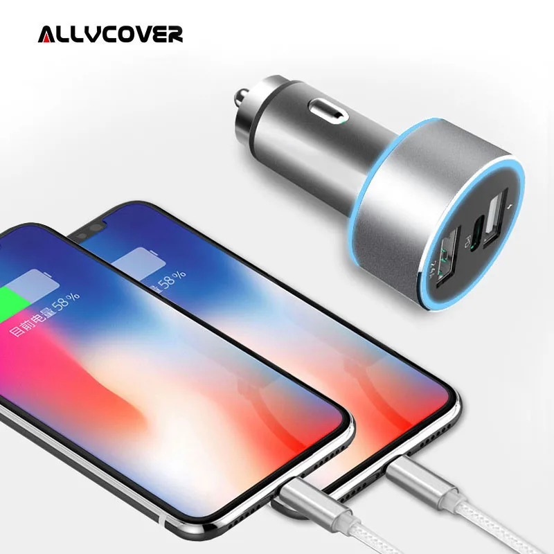 Allvcover 48 Вт QC 3 0 Тип usb c PD автомобиля Зарядное устройство для iPhone Двойной C Quick Charge
