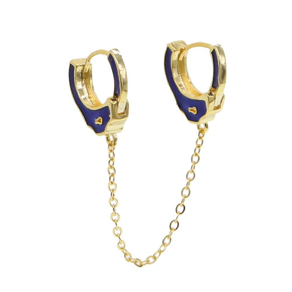 Черная белая красная синяя эмалированная подвеска наручники серьги с золотым