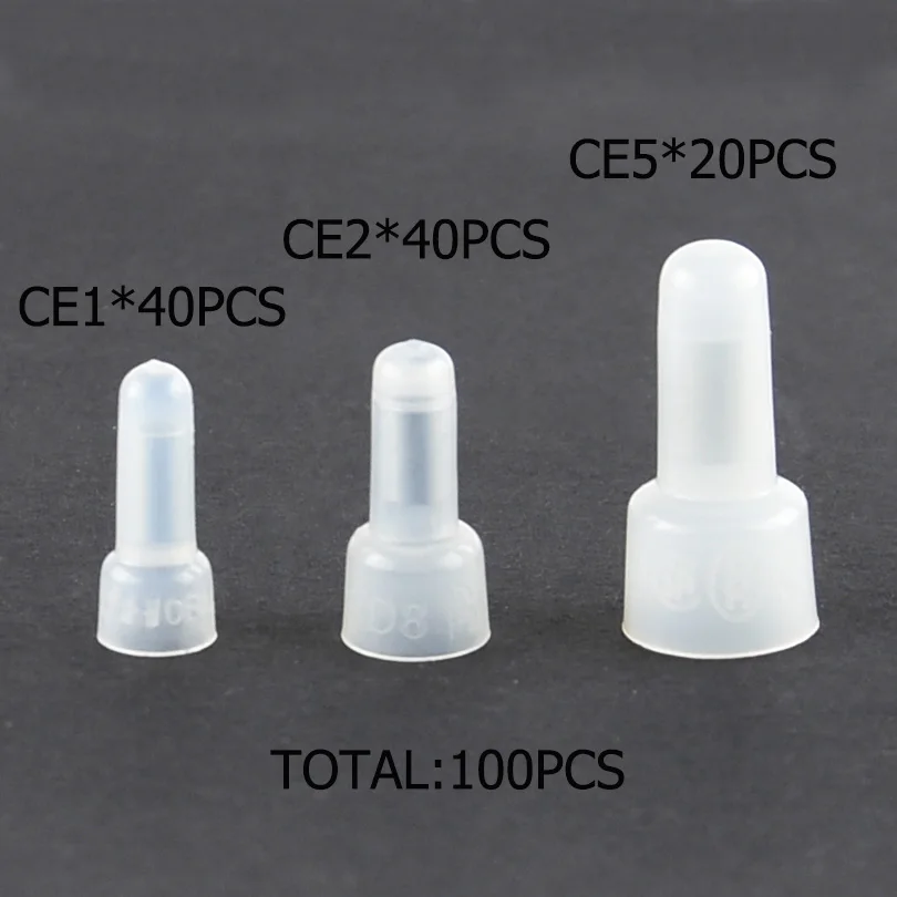 Mixed loading 100PCS Действительно 100 шт. CE1 CE2 CE5 закрытый конец обжимные колпачки Электрический провод кабельный терминал Разъемы набор AWG 12-10 16-14 22-16 - Цвет: Mixed loading 100PCS