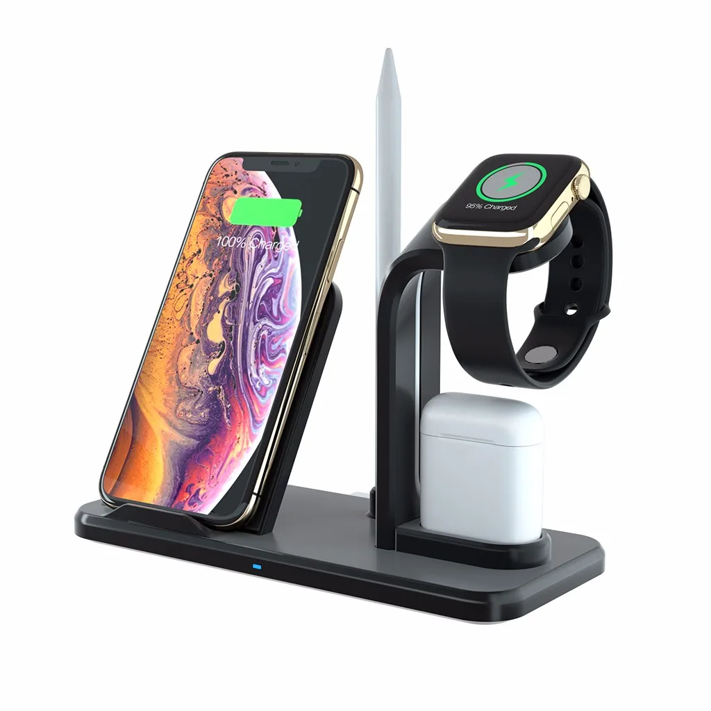 Беспроводное зарядное устройство Airpower для iPhone X XS 8, беспроводная зарядная панель для Apple watch, быстрая зарядка для Samsung Galaxy S9 S8 4 в 1