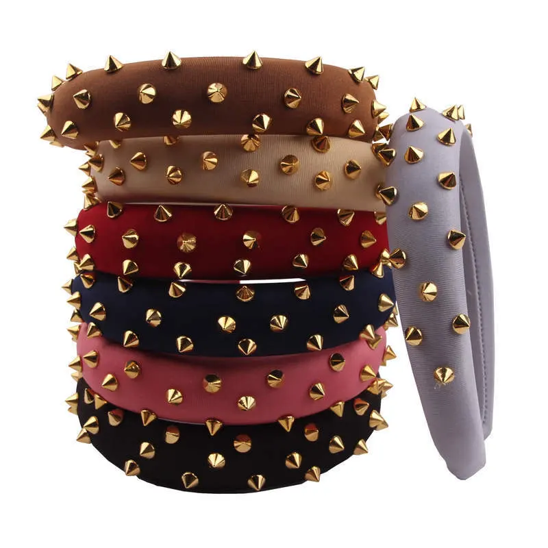 3cm Width Hair Hoop Padded Hearband Women Thick Sponge Headband Rivet Hairband Festival Party Accessories | Дом и сад