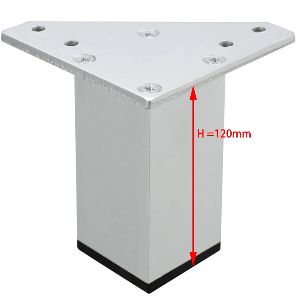 Height 120mm Набор из 4 шт.) квадратные металлические ножки мебели Алюминий сплав ТВ шкаф для ножек дивана Поддержка кровать Riser H = 60 мм/80/100/120 мм - Цвет: Height 120mm