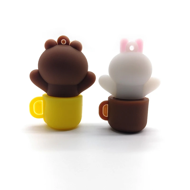 Usb флеш-накопитель с мультяшной чашкой 64 ГБ 32 16 8 4 Гб карта памяти кролика медведем