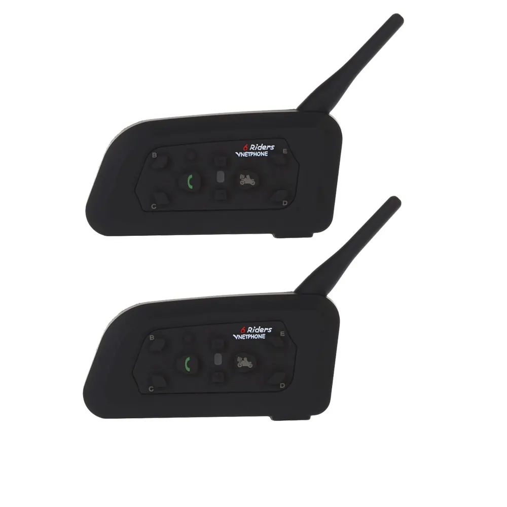 2 шт. V6 1200 м Мотоциклетный Bluetooth Шлем Интерком для 6 всадников BT беспроводные