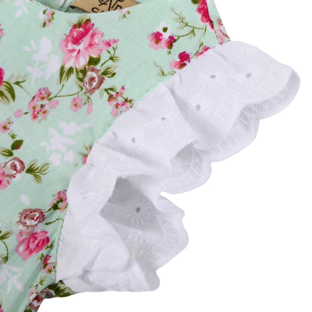 2018 Милый Летний комбинезон с бантом боди для новорожденных девочек цветочным