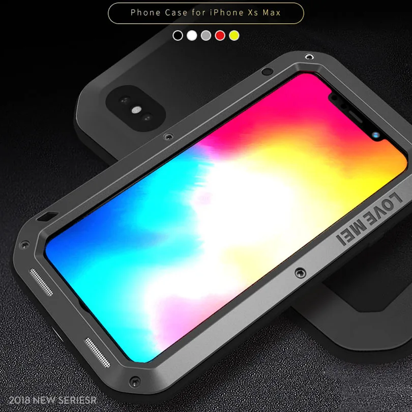Original LOVE MEI Heavy Duty Aluminum Metal + Gorilla Glass Shock Drop Waterproof case for IPhone XS Max XR IPXM3 | Мобильные