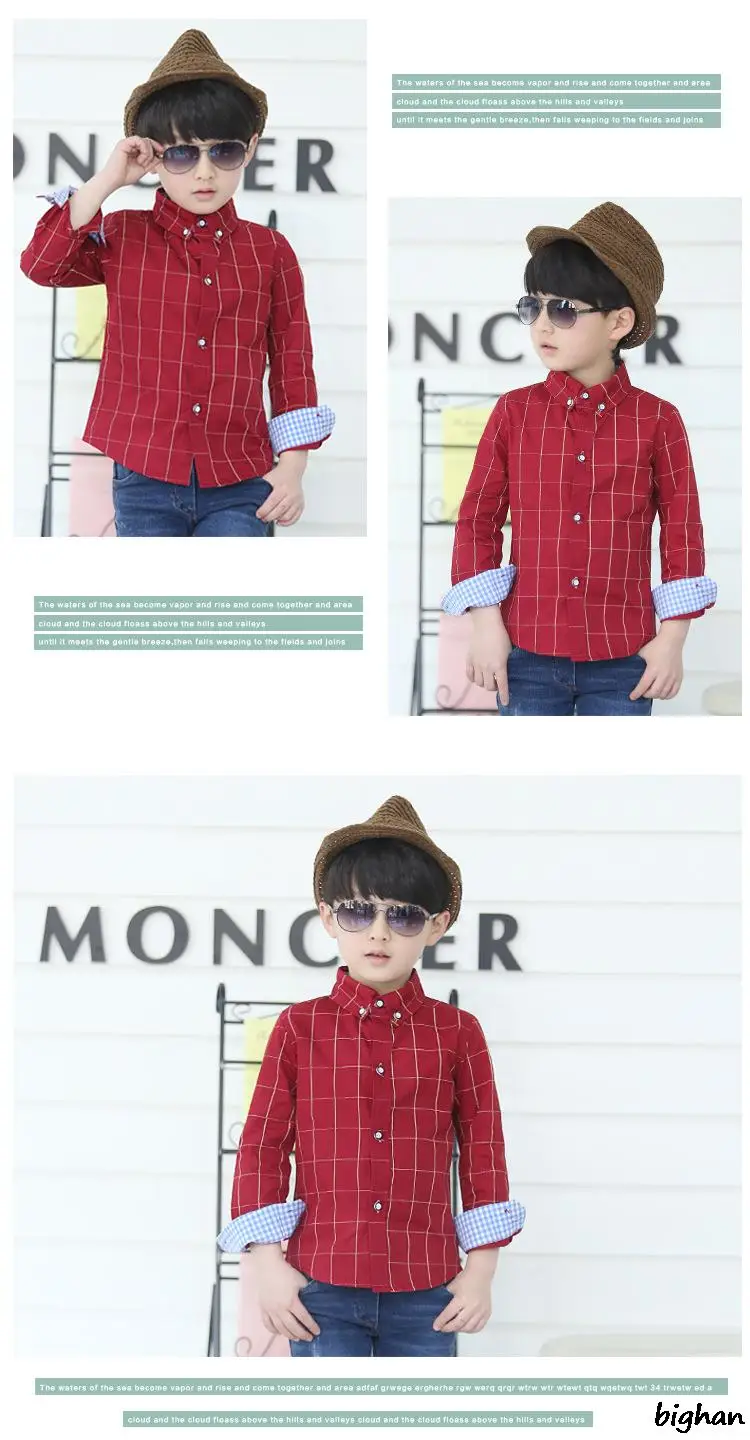 2016 свободного покроя клетчатые рубашки с отложным воротником мальчики детские