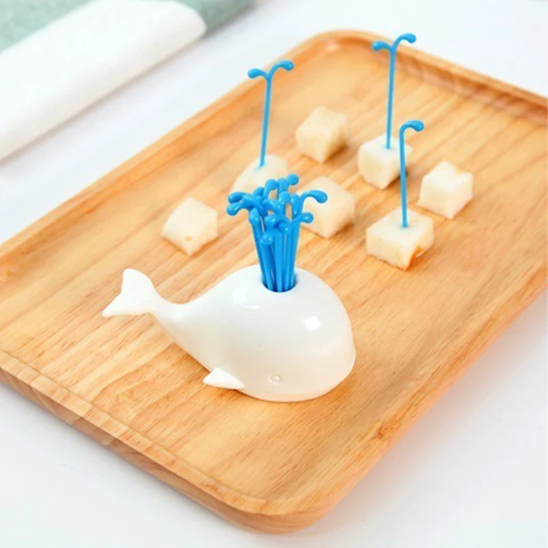 16 шт./компл. милые зубочистки Кит вода спрей фрукты вилка комплект для животных