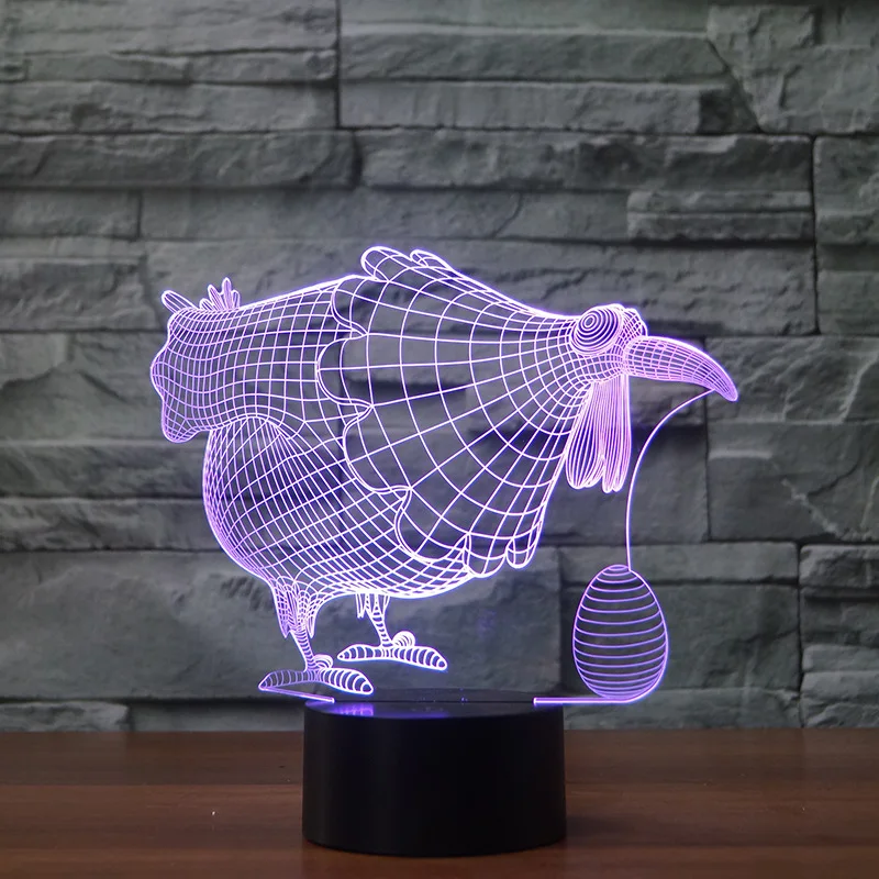 Акриловый ночник куриное яйцо 7-цветный 3d светодиодный светильник с