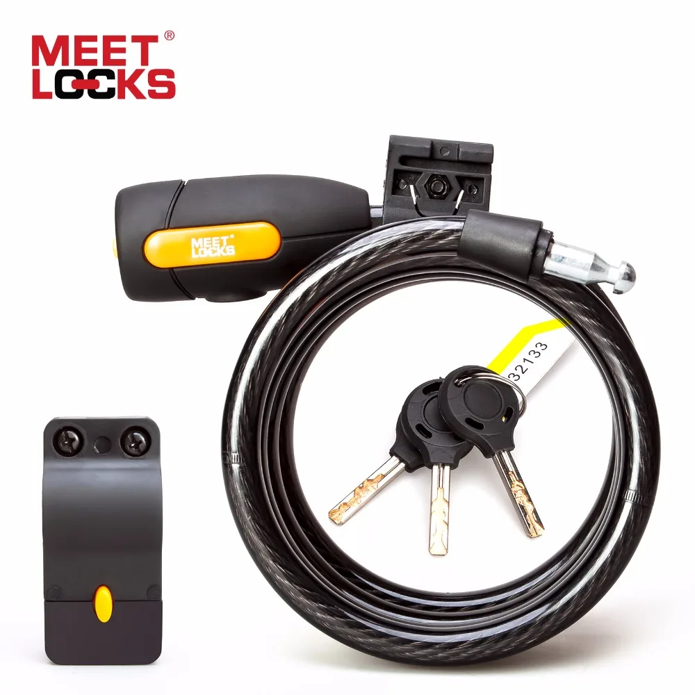 MEETLOCKS спиральный трос велосипедный замок 12mmx5 футов (L) стальной велосипедный ключ замок кронштейн подходит для ствола Dia.26-35 мм
