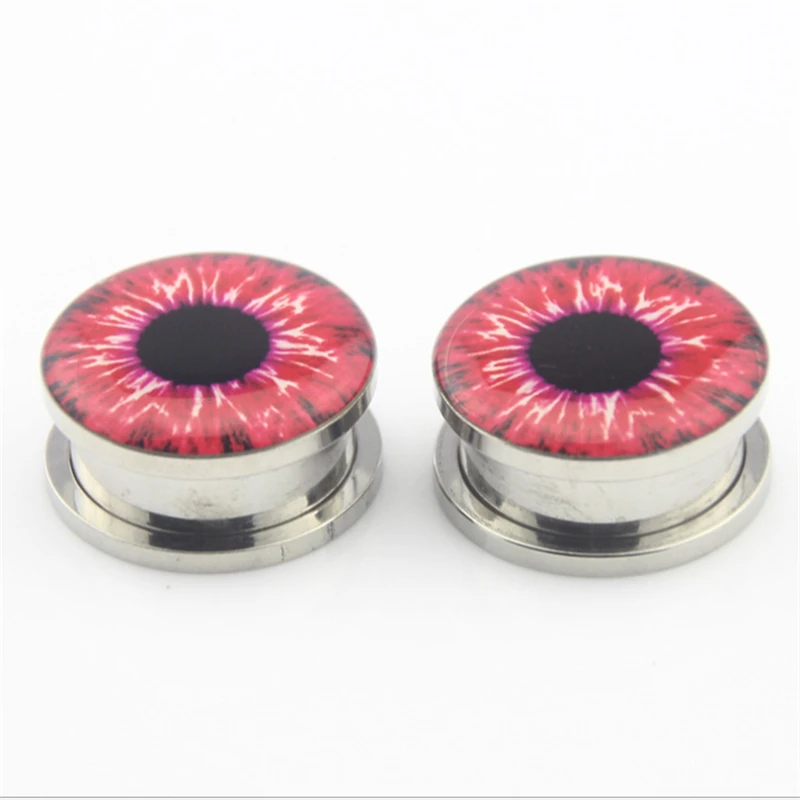 Женские пробки для ушей из нержавеющей стали расклешенные туннели с красными