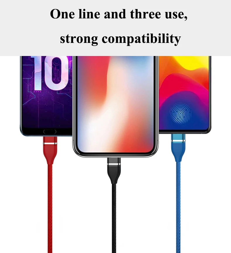 1 2 м три-в-одном зарядки LineData линия USB быстрая зарядка 3A для Apple Android Тип- с