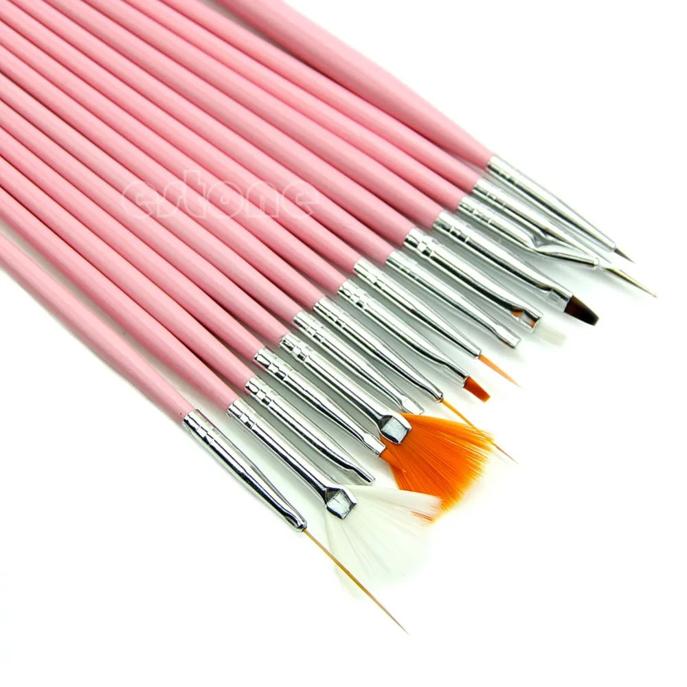 15 шт. набор кистей для дизайна ногтей акриловый УФ гель рисования ручки