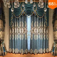 Best Luxury curtain decoration Green Blue Polis Brand Drape Extreme Blackout Drapery New Design For Widnow W 2.5 M curtains