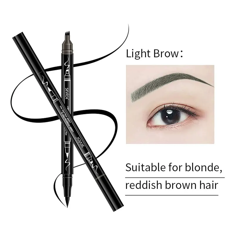 Light Brown Натуральный карандаш для бровей, Водонепроницаемый длительный Нет цветущие карандаш для бровей Тату для бровей, микро лезвия 2-в-1 Красота макияж легко носить для бровей - Цвет: Light Brown