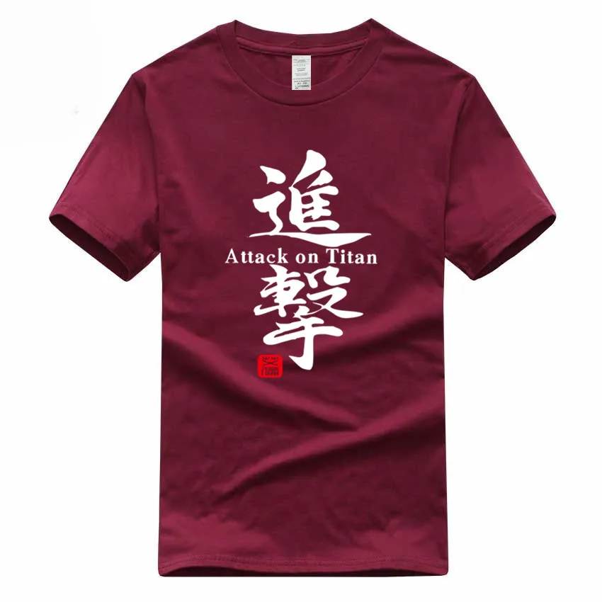 

Euro Size 100% Cotton Attack on Titan Japanese Anime T-shirt Summer Casual O-Neck Tshirt For Men And Women GMT030