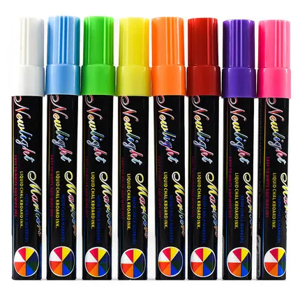 8pcs 8 флюоресцентные цвета высокий светильник er ручка школьные маркеры стеклянный светильник для доски меловая ручка художественные принадлежности для рисования - Цвет: 8pcs