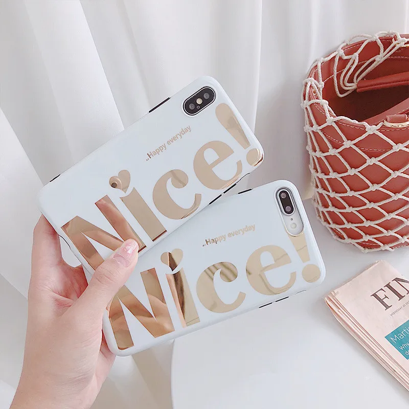 Блестящий зеркальный чехол JAMULAR с надписью Nice для iPhone XS MAX XR мягкий силиконовый