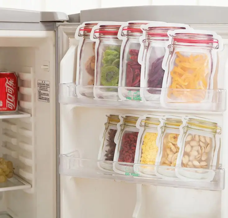 Wholesale Mason Jar Shaped Food Container Plastic Bag Clear Bottle Modeling Zippers Storage Snacks Box SN1206 | Дом и сад