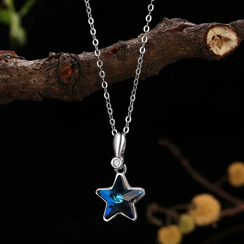 

Crystals from Austria Elements necklace,S925 sterling Silver, Star inlaid pendant necklace, popular jewelry wholesale
