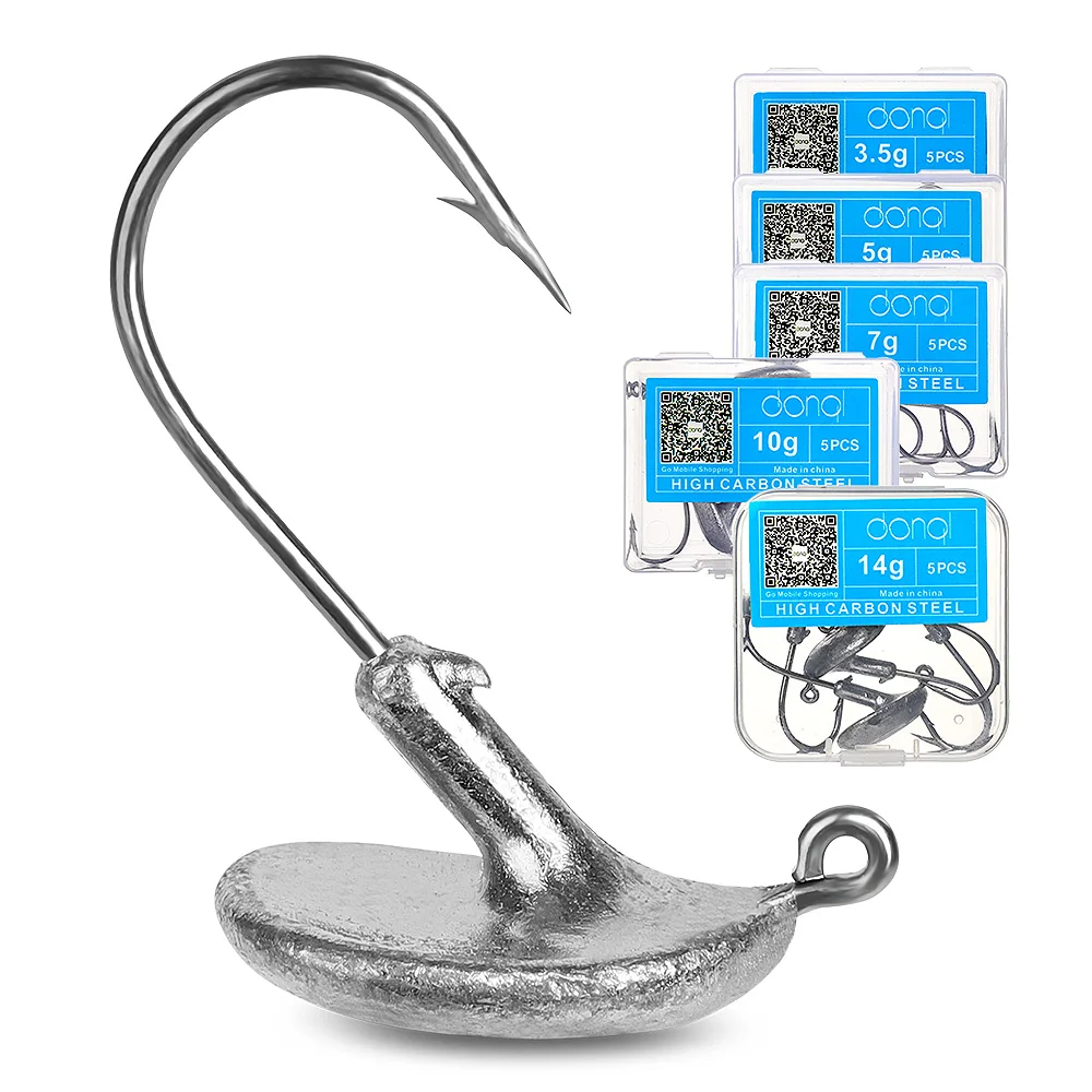DONQL 5 шт./кор. стакан Lead Jig Head набор рыболовных крючков с бородкой и рыболовный крючок 3,5g 5g 7g 10g 14g для Мягкая приманка для карпа на рыбалку рыболовных крючков