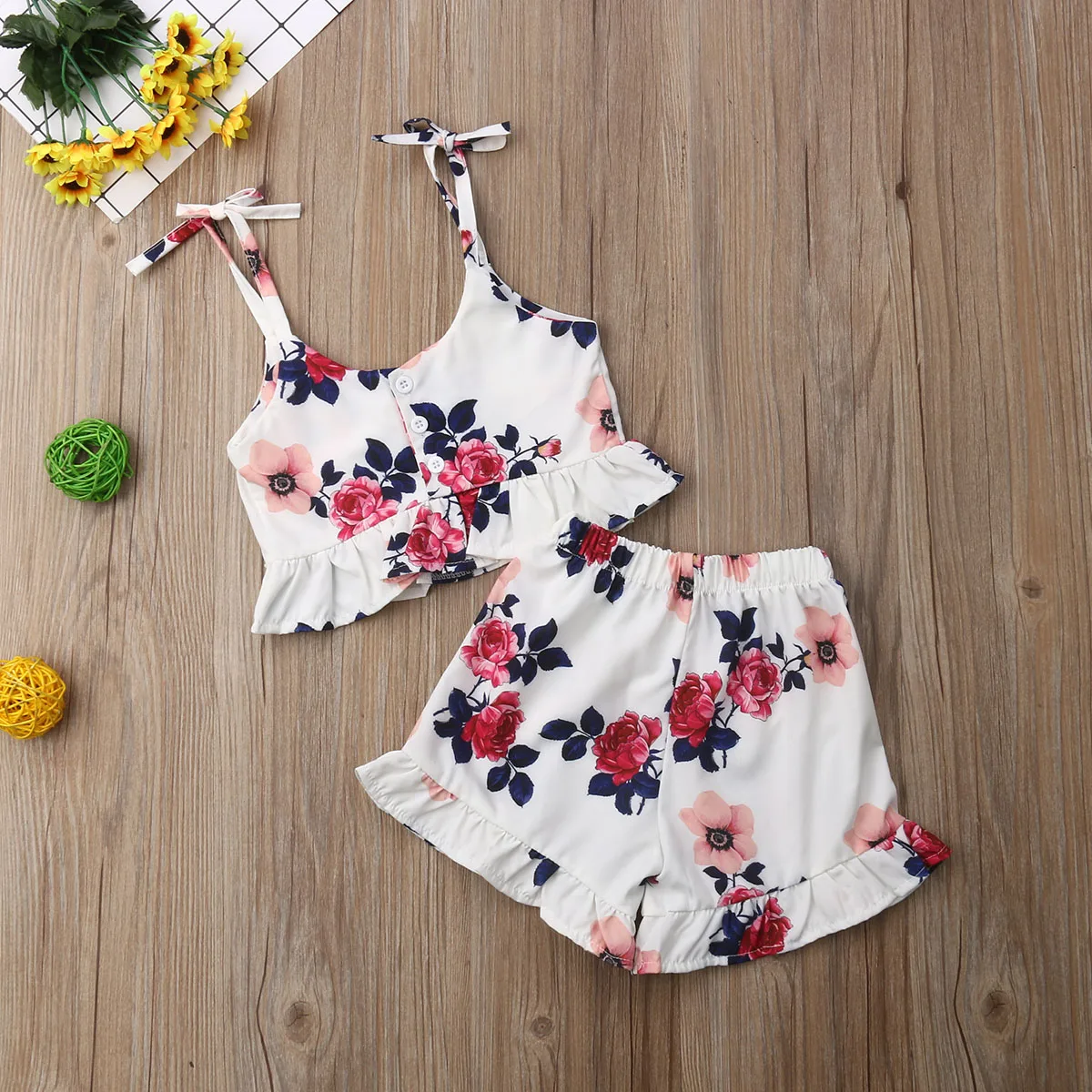 Детский праздничный комплект одежды для маленьких девочек футболка без рукавов