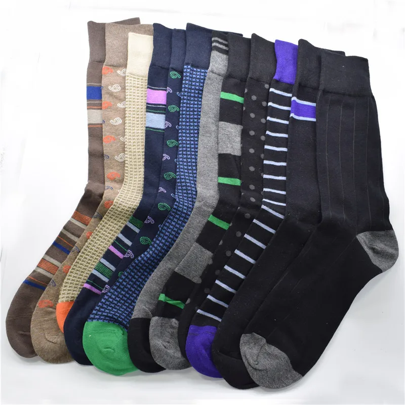 Fcare 1pair calcetines Men's crew plus size big Spring autumn winter long leg business socks | Мужская одежда