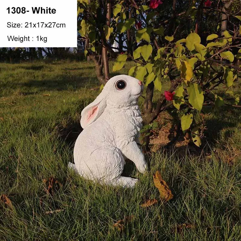 1308-White Милый Искусственный Кролик, украшение для дома, гостиной, украшения для сада, газон, кролик, скульптура, ремесла, миниатюрные фигурки животных, подарок - Цвет: 1308-White