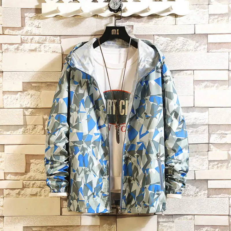 9119 ink add blue Весенне-осенняя тонкая куртка ветровка Большие размеры, S-3XL jaqueta masculina Slim Fit для молодых мужчин с капюшоном куртка-бомбер для мужчин - Цвет: 9119 ink add blue
