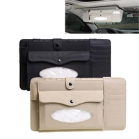 ymjywl cd case leather car dvd sun visor box with tissue storage organizer for glasses folder business card holder bag