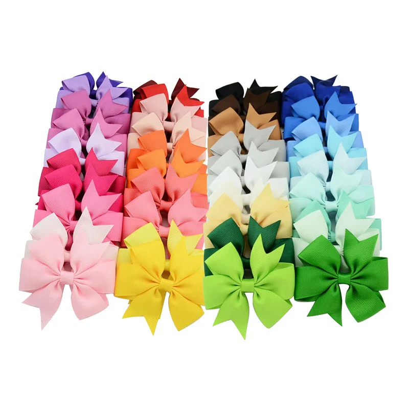 

1set=40pcs Girl Grosgrain Ribbon Bow-knot Hairpins Children Hair Accessories Newborn Hair Clip Headwear Kids Bows Barrettes