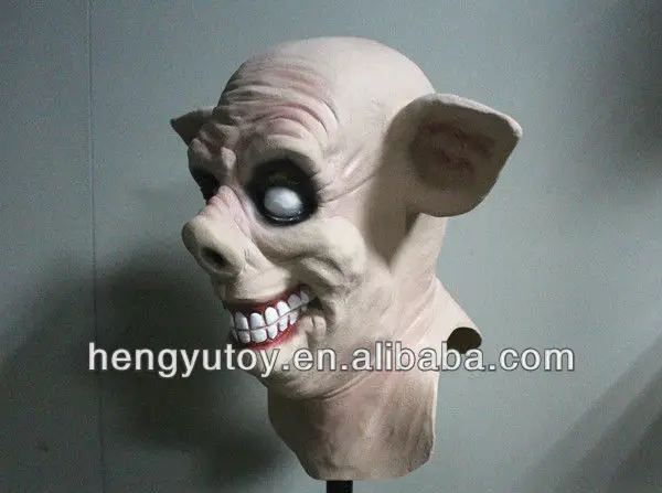 Взрослая латексная маска для Хэллоуина на всю голову страшная свинка