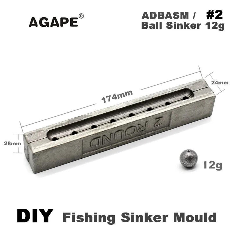 Agape DIY рыболовный шар грузило прессформы ADBASM/#2 мяч 12 г 8 полостей|Рыболовные