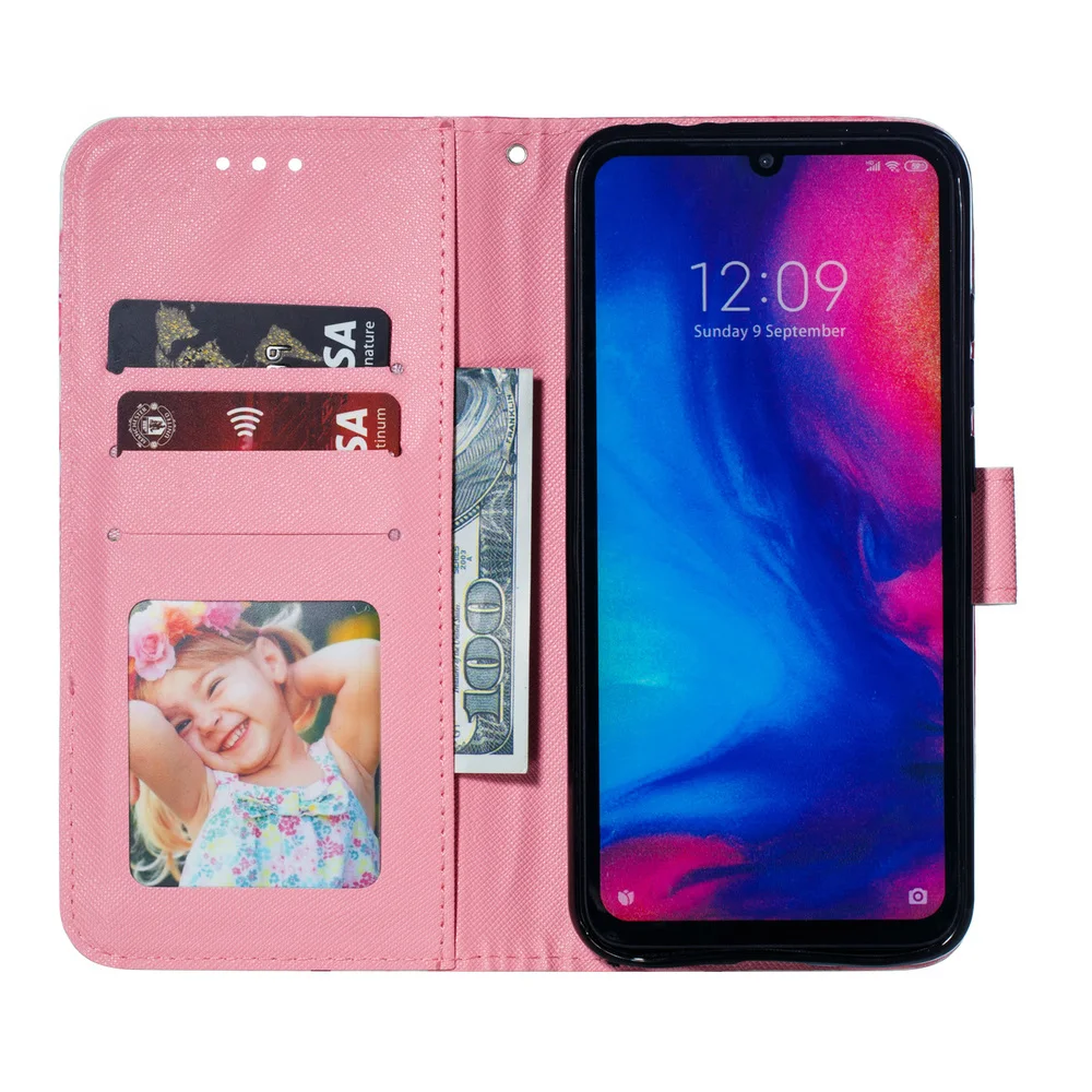 Кожаный чехол для Xiao mi Red mi Note 7, откидная крышка, Xao mi xiomi Red mi Note 7, милый чехол с 3D рисунком и отделением для карт, красный чехол для mi Note7, чехол-бампер s