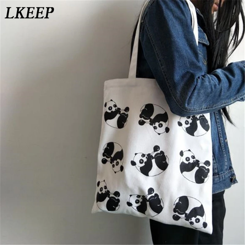 

Casual Cartoon Animal Design Shoulder Bag Female Lovely Panda Printed Handbag Women Daily Use Shopping Bag Lady