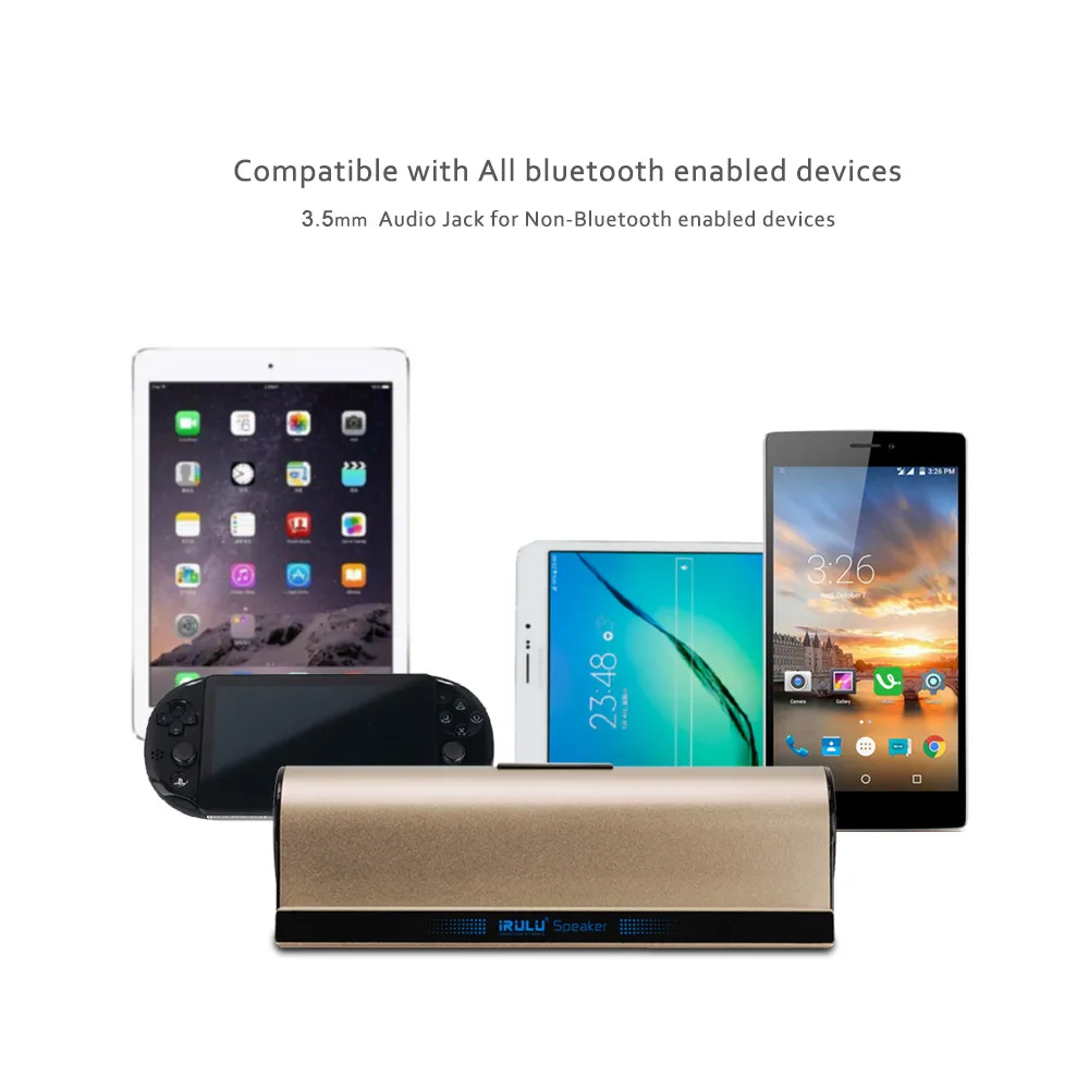 IRulu Беспроводной Портативный Динамик Bluetooth 4.0 Super Bass кронштейн подставка для iPhone