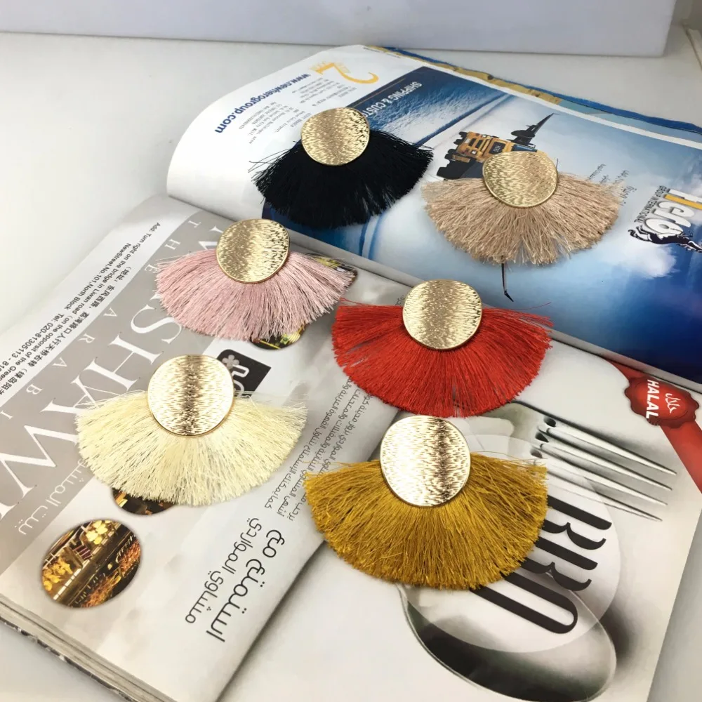 Женские богемные серьги с широкими кисточками MANILAI большие массивные Висячие из