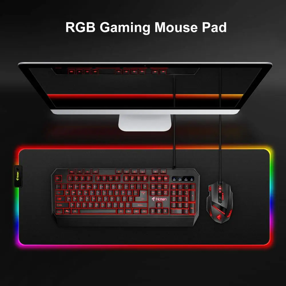 RGB игровой коврик для мыши большой толстый Расширенный светодиодный с