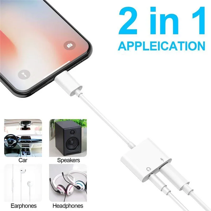 2 в 1 зарядное устройство для наушников разветвитель адаптер Apple IPhone X 10 7 8 9 Plus 3 5 мм