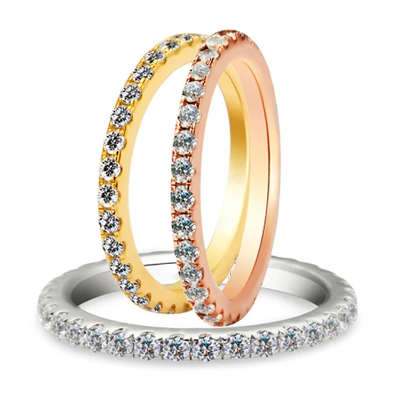 Кольцо Серебро & Rose Gold Filled кольцо Белый CZ ювелирные изделия обещание подарок