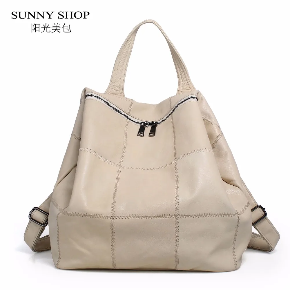 SUNNY SHOP рюкзак из натуральной кожи дизайнерский рюкзак на плечо Модный Большой Вместительный Клетчатый Рюкзак Кошелек из мягкой кожи
