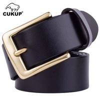 cukup quality real 100 pure genuine leather belts solid classic brass pin buckle metal belt for men jeans accessories nck119
